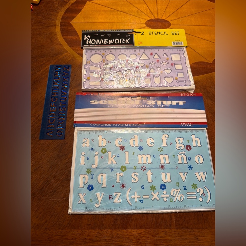 Children’s (2) Sets Of (2) Stencils Set Plus 1 Extra